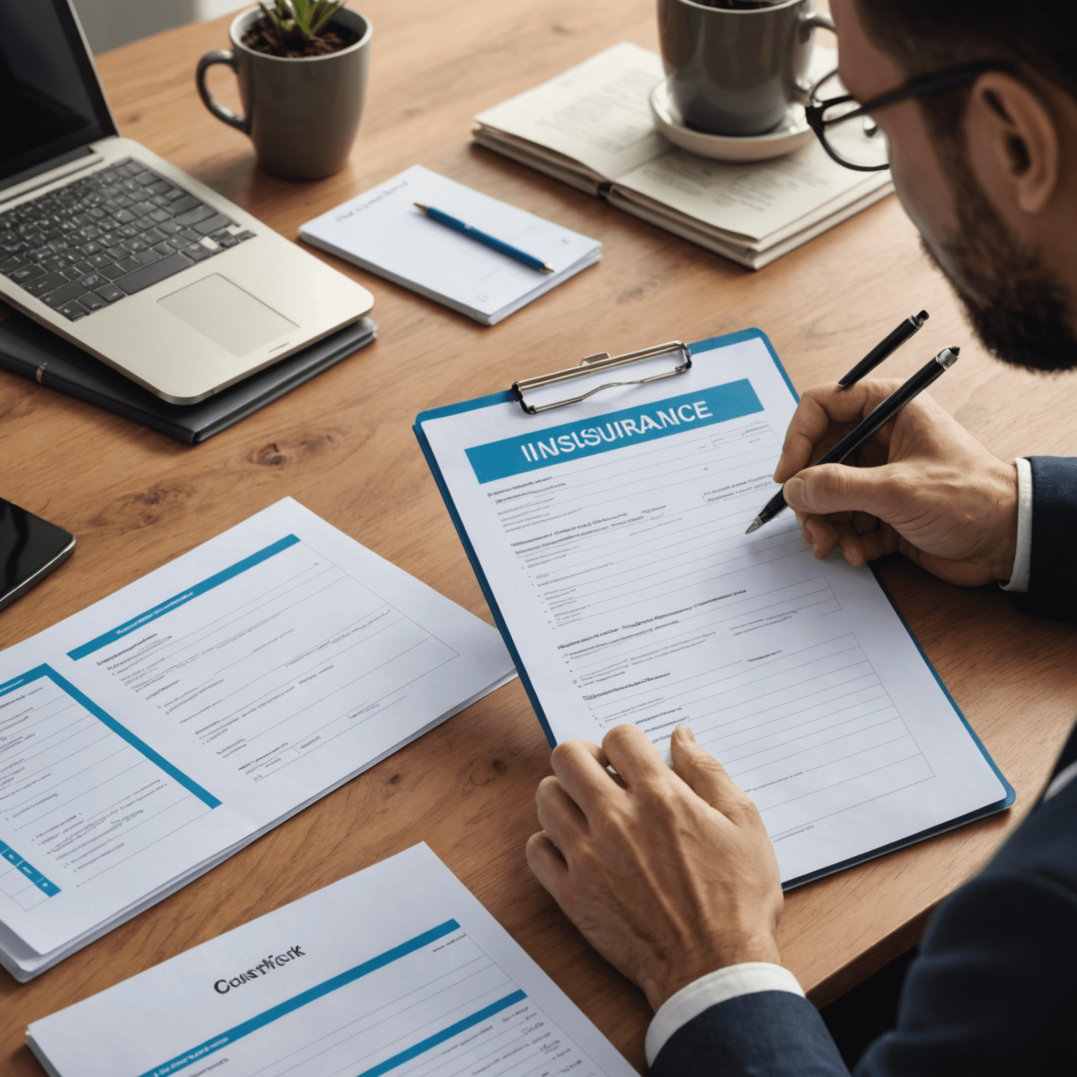 Person comparing different insurance policies with a checklist, representing the process of choosing the right car insurance
